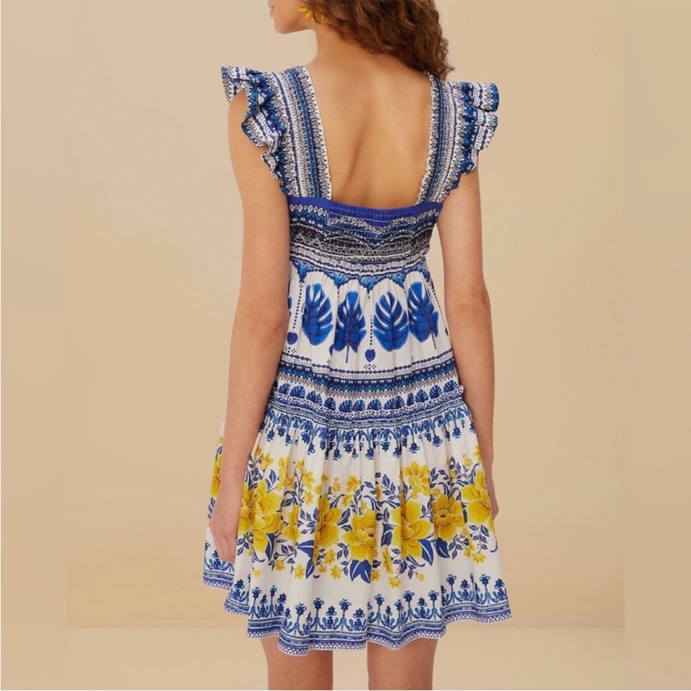Farm Rio Off-White Zuli Organic Cotton Mini Dress - Size Extra Small XS (NWT) - Picture 2 of 3